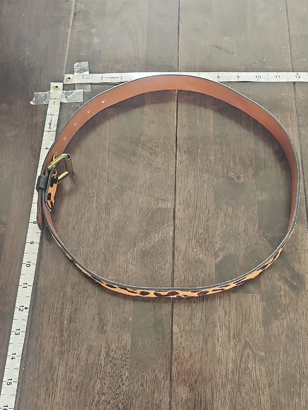 Leopard Print Skinny Belt - Tan & Black - Picture 4 of 6